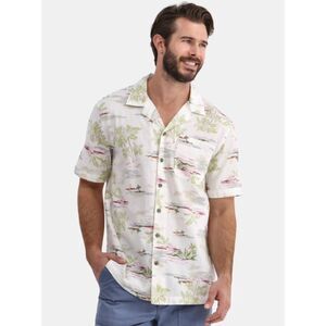 NEW Mens Sz 2XL (50-52) Tropical Hawaiian Linen Blend Button Up Shirt GEORGE